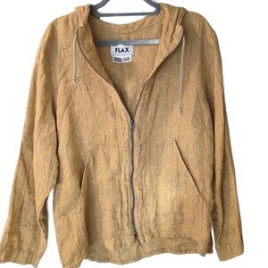 FLAX 100% Linen Hooded Full Zip Jacket - sz S